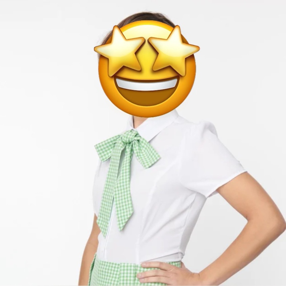White & Green Gingham Chiffon Power Play Blouse